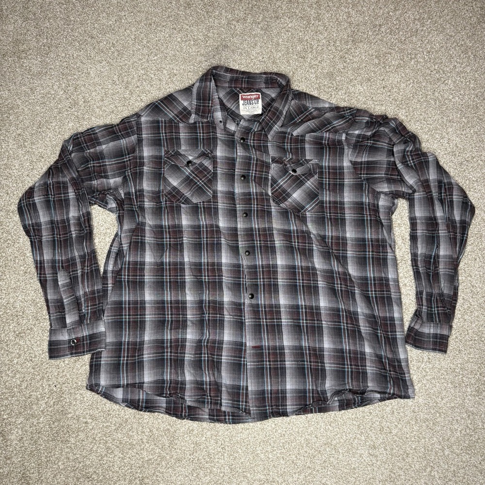 Wrangler Jeans Co Pearl Snap Button Up Shirt Men's Size 2XLarge Western Plaid